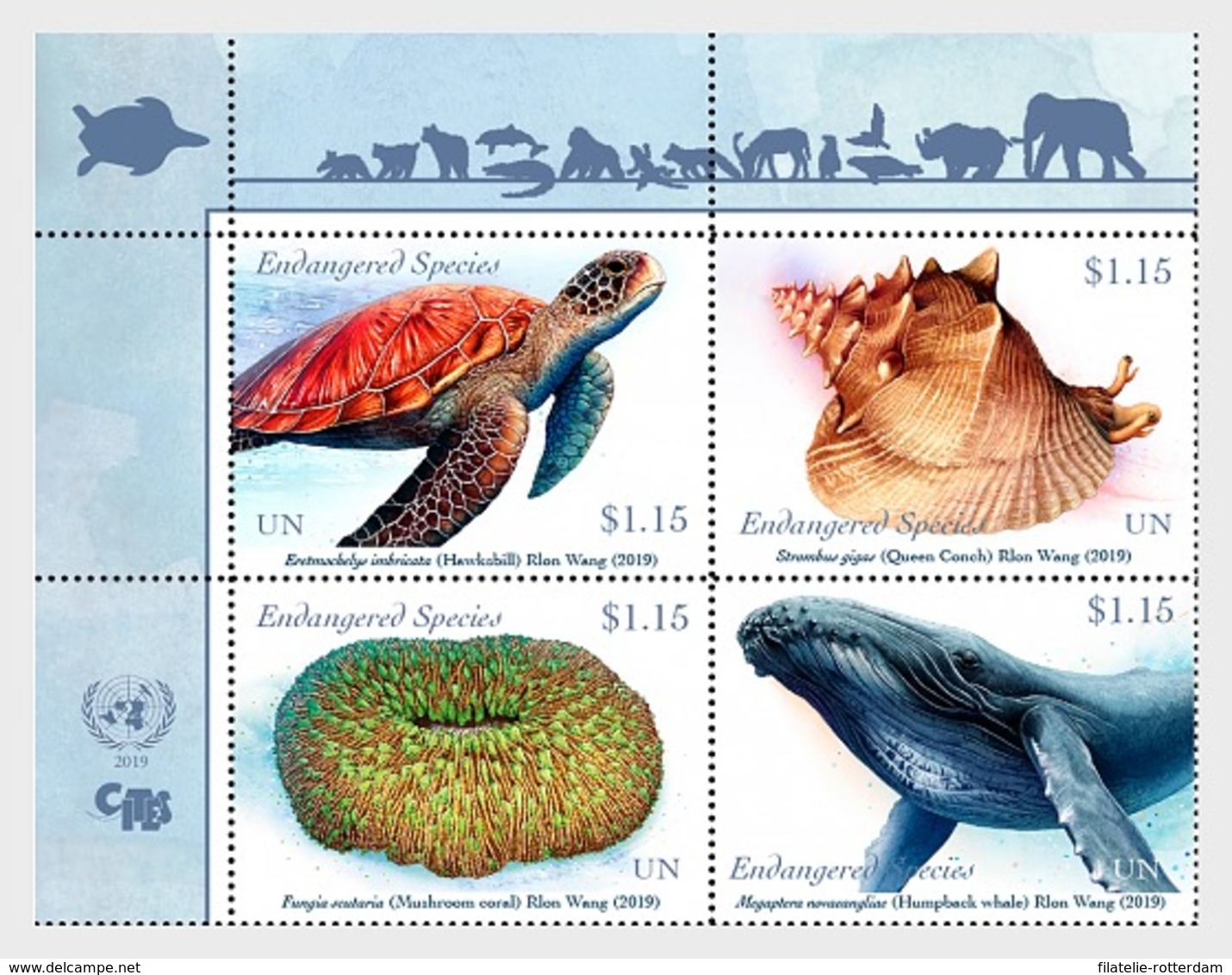 Verenigde Naties (New York) / United Nations - Postfris / MNH - Complete Set Bedreigde Diersoorten 2019 - Unused Stamps