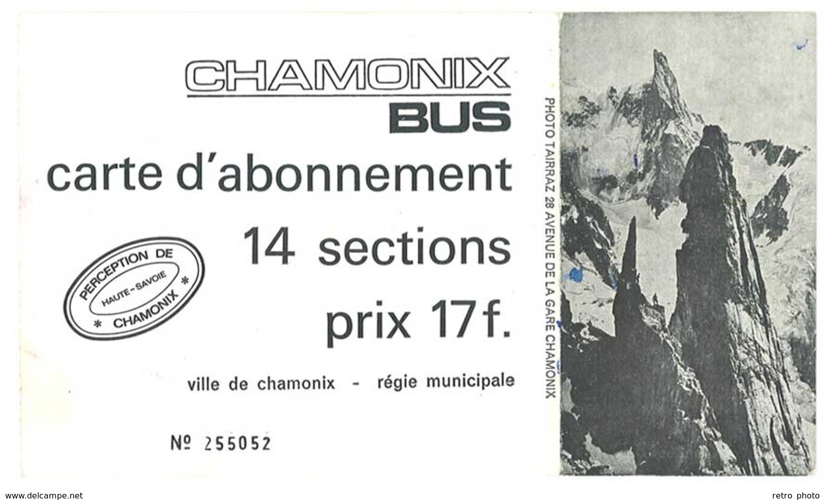 Carte D'abonnement, Titre De Transport Dépliant Chamonix Bus, Photo Tairraz - Autres & Non Classés