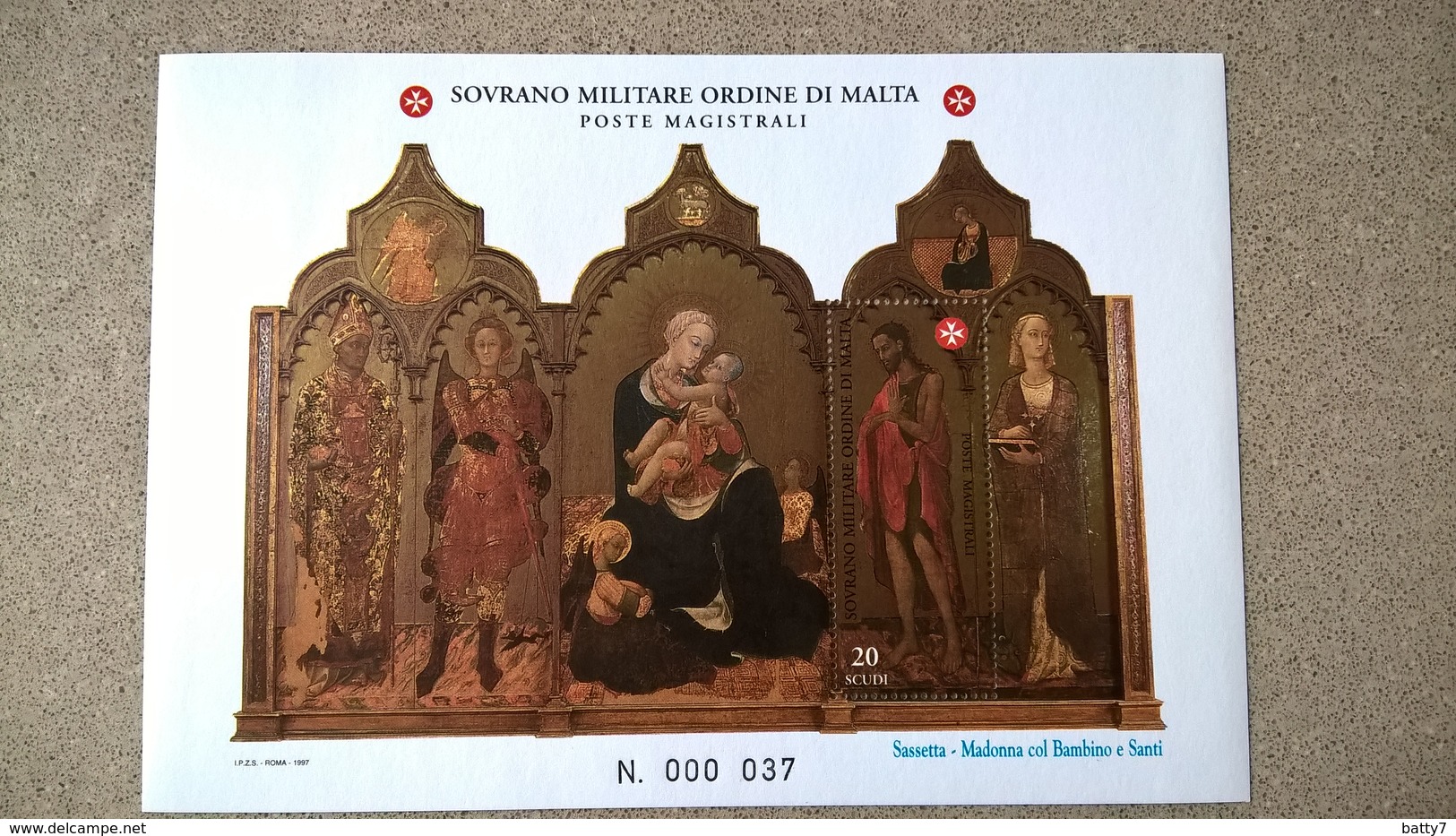 SMOM  1997 SASSETTA MADONNA BAMBINO E SANTI - BF INTEGRO - Sovrano Militare Ordine Di Malta