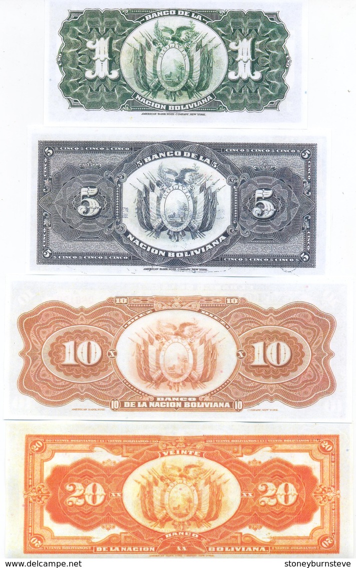 Bolivia 6 Note Set 1928 COPY - Bolivia