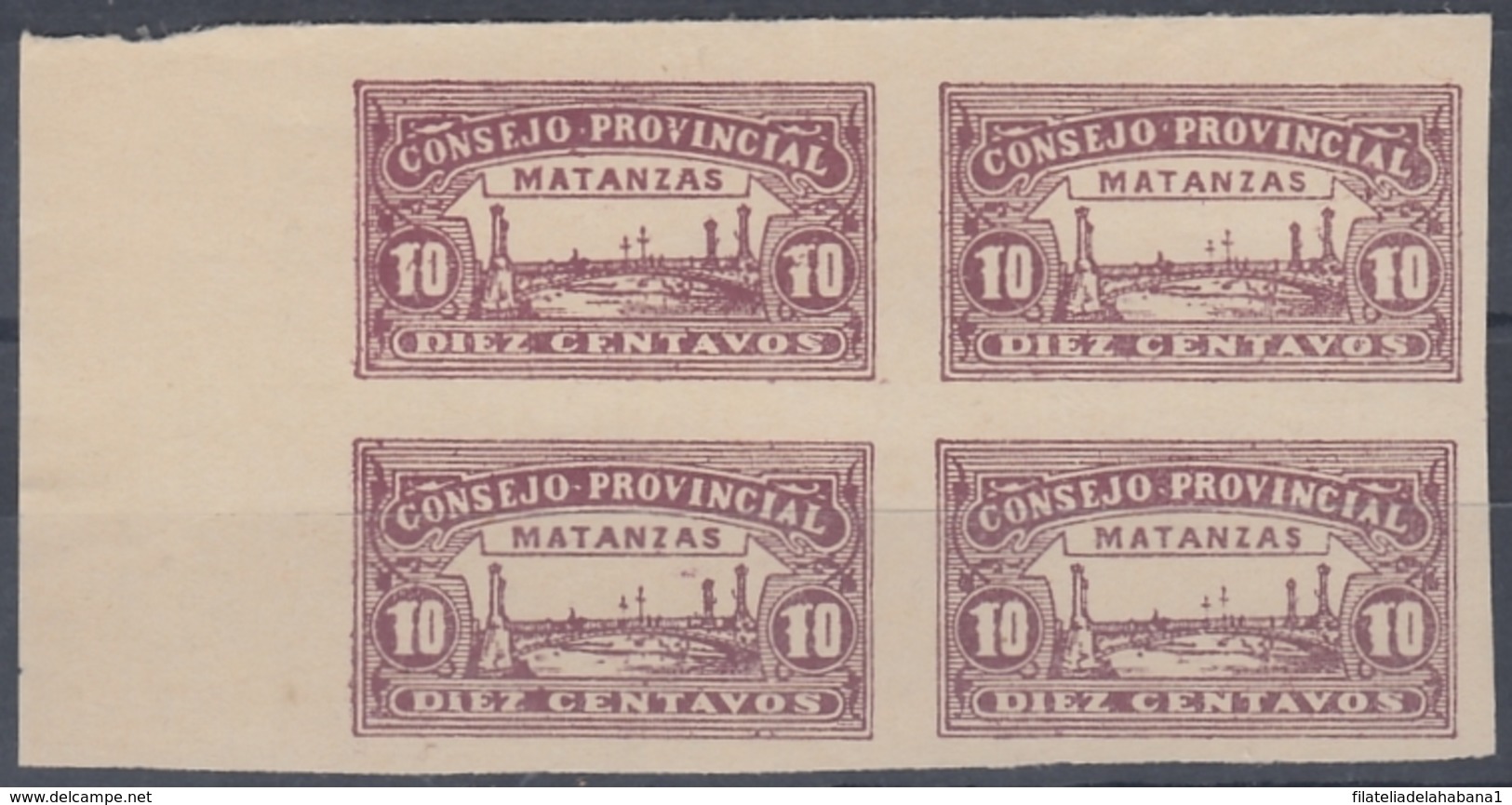 LOC-106 CUBA REVENUE 10c IMPERFORATED. CONSEJO PROVINCIAL DE MATANZAS. BLOCK 4. - Postage Due