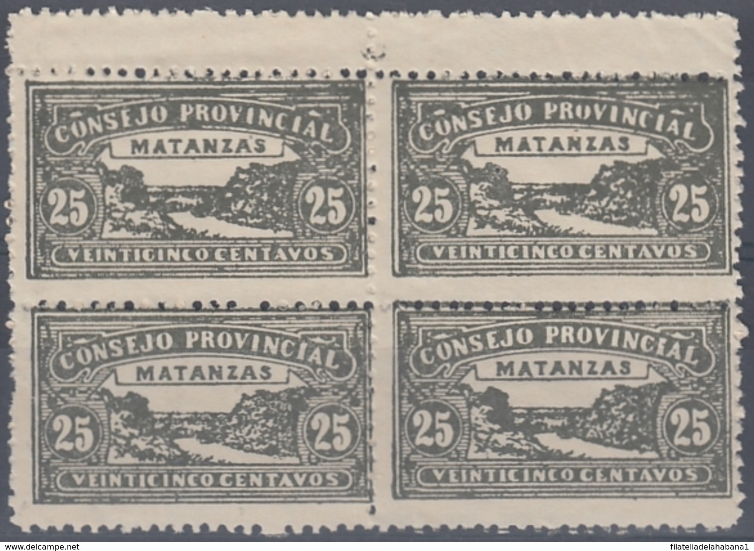 LOC-110 CUBA REVENUE 25c PERFORATED. CONSEJO PROVINCIAL DE MATANZAS. BLOCK 4. - Postage Due