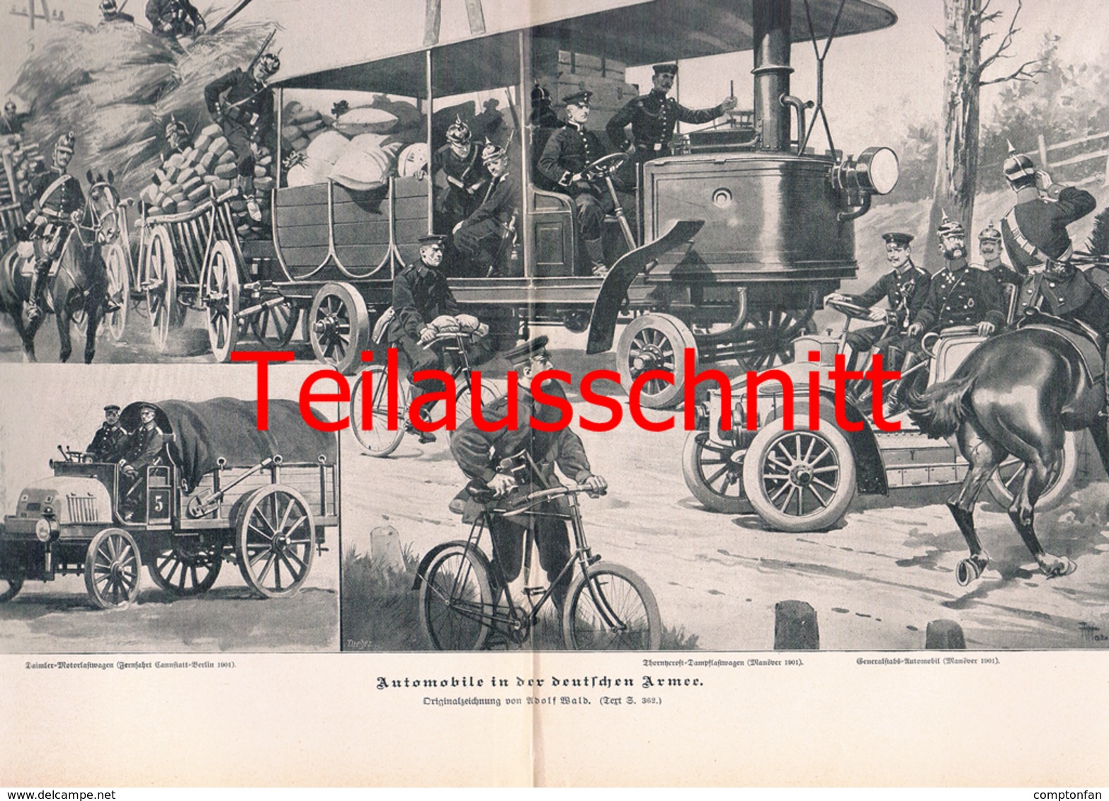 588 Adolf Wald Automobile Der Deutschen Armee Druck 1902 !!! - Véhicules