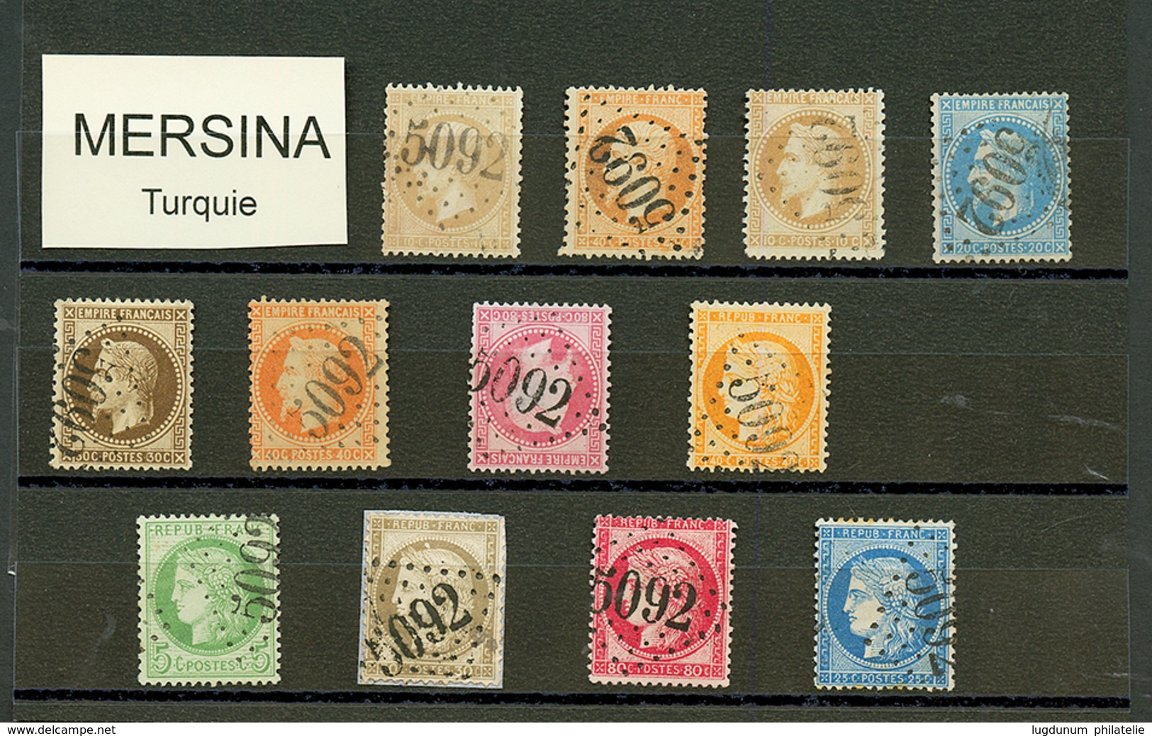 MERSINA : GC 5092 Sur 12 Timbres (N°21, 23, 28, 29, 30, 31, 32, 38, 53, 56, 57, 60). TB, B Ou Pd. - Other & Unclassified