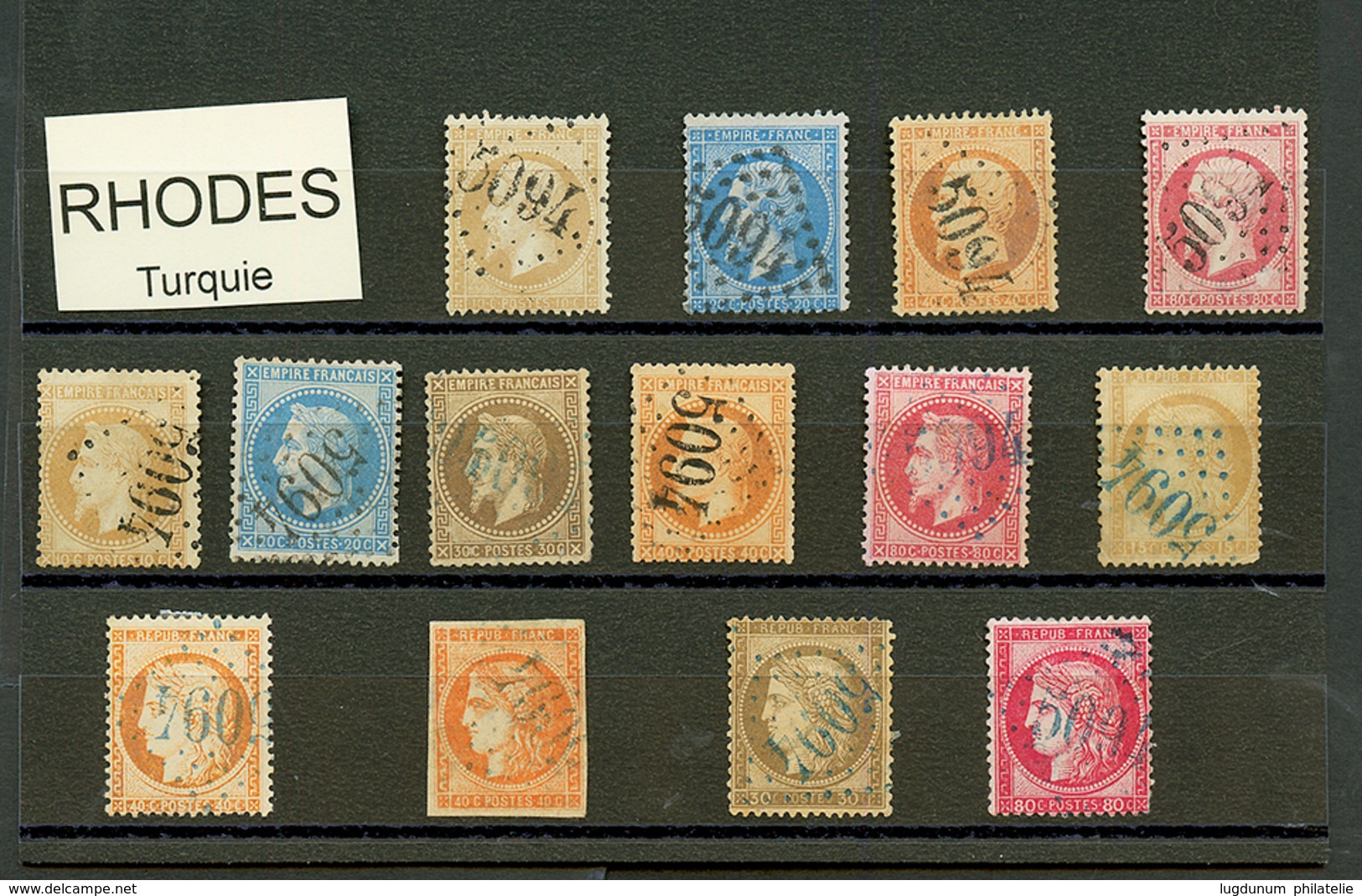 RHODES : GC 5094 Sur 14 Timbres (N°21, 22, 23, 24, 28, 29, 30, 31, 32, 38, 48, 55, 56, 57). TB, B Ou Pd. - Altri & Non Classificati