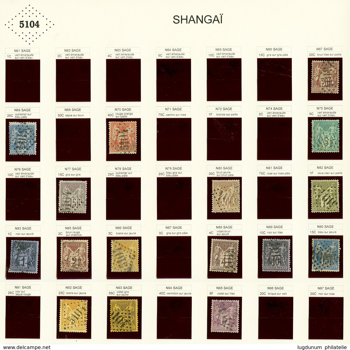 SHANGHAI CHINE : GC 5104 Sur 42 Timbres Dont 5f(n°33), 80c(n°49) ... TB, B Ou Pd. - Andere & Zonder Classificatie