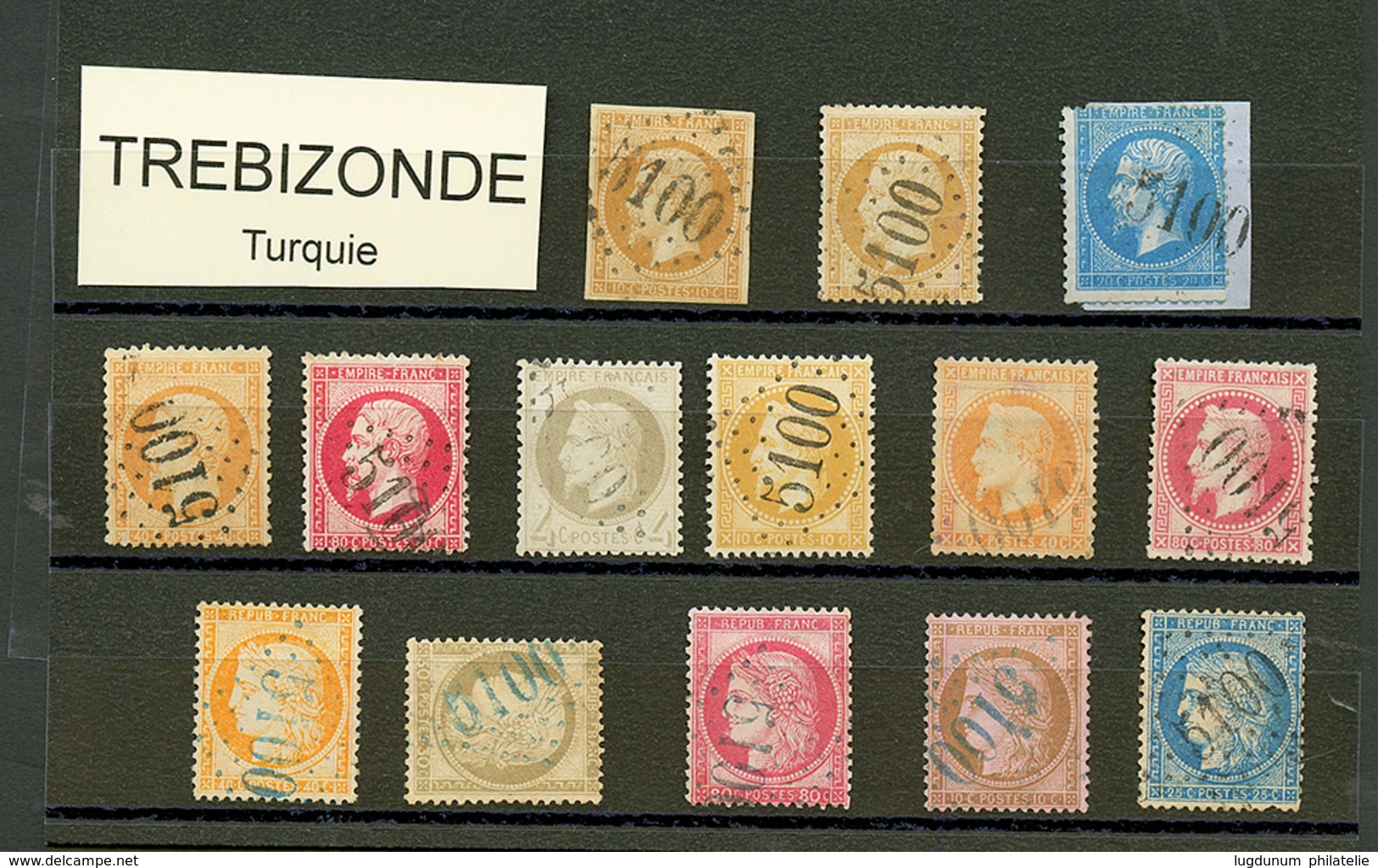 TREBIZONDE : GC 5100 Sur 14 Timbres (n°13, 21, 22, 23, 24, 27, 28, 31, 32, 38, 56, 57, 58, 60). TB, B Ou Pd. - Andere & Zonder Classificatie