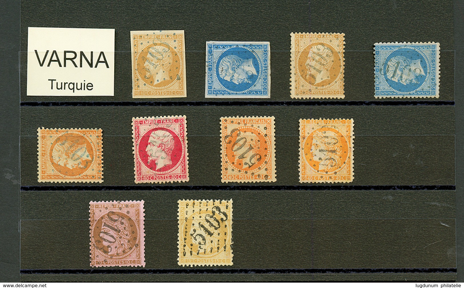 VARNA : GC 5103 Sur 10 Timbres (n°13, 14, 21, 22, 23, 24, 31, 38, 58, 59) . TB, B Ou Pd. - Andere & Zonder Classificatie