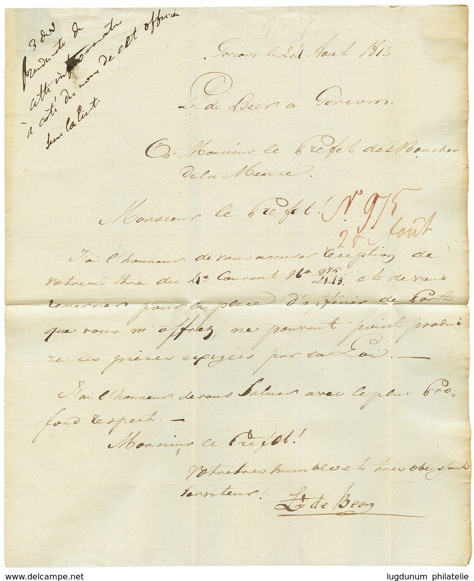 1812 P.119.P GORCUM Sur Lettre Avec Texte Pour LA HAYE. RARE. Superbe. - 1792-1815: Veroverde Departementen