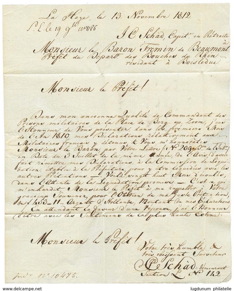 1812 P.119.P LA HAYE Sur Lettre Avec Texte Pour BOIS LE DUC. Superbe. - 1792-1815: Veroverde Departementen