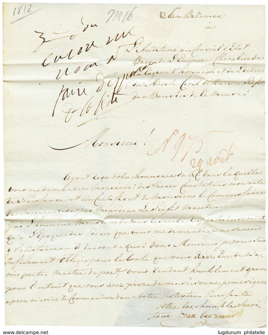 1812 P.119.P SCHIEDAM Sur Lettre Avec Texte Pour LA HAYE. RARE. Superbe. - 1792-1815 : Departamentos Conquistados