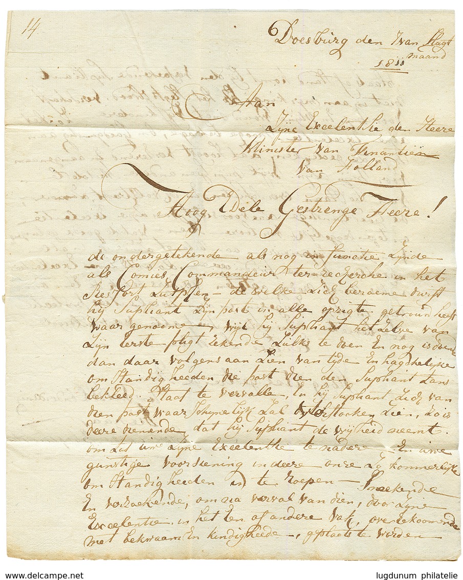 1811 P.121.P DOESBOURG Sur Lettre Avec Texte Pour AMSTERDAM. RARE. TB. - 1792-1815: Dipartimenti Conquistati