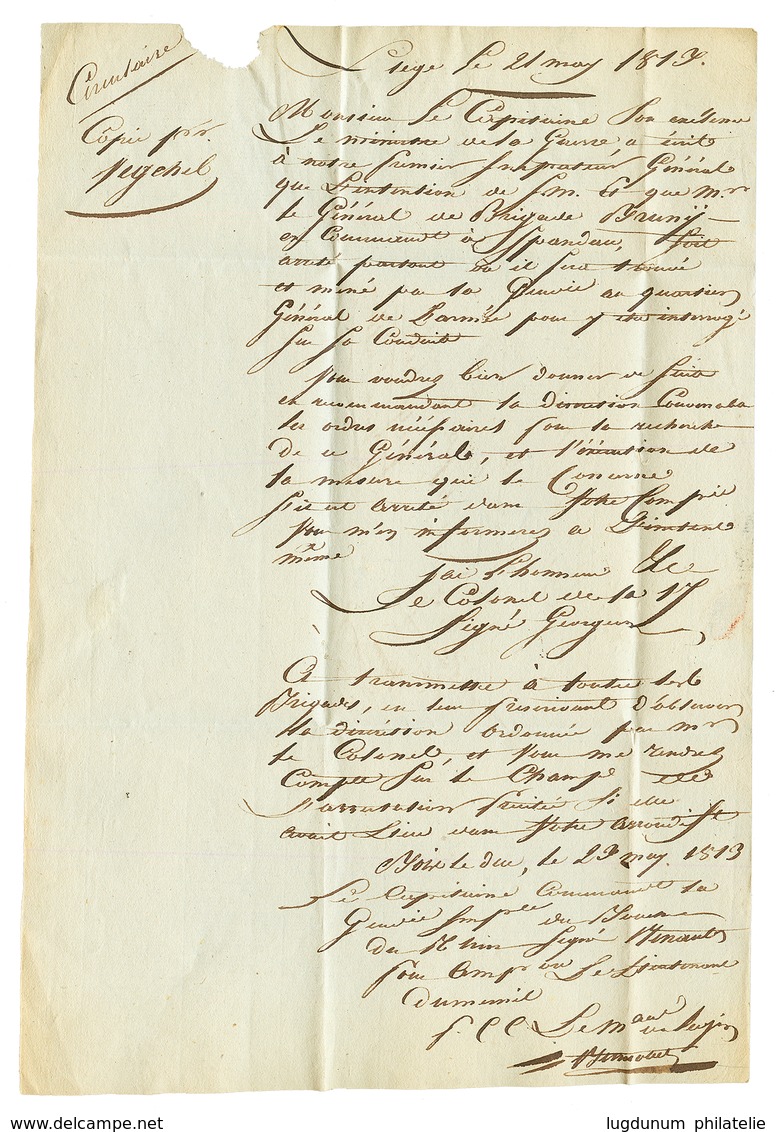 1813 126 HELMONT Sur Lettre Avec Texte Pour DEGCHEL. RARE. TTB. - 1792-1815: Départements Conquis