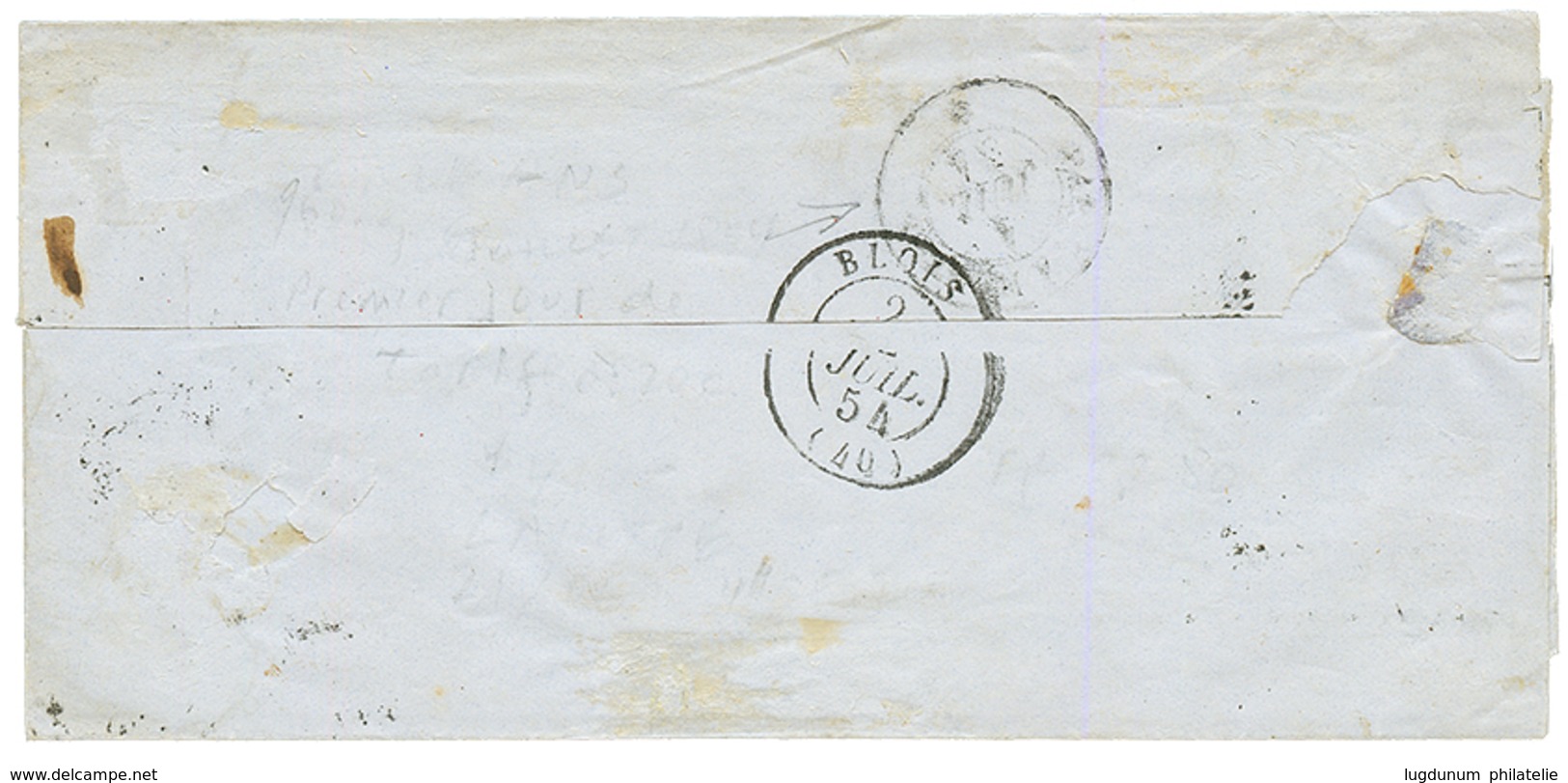 "1er JUILLET 1854 Avec Paire N°9" : Paire 10c PRESIDENCE (n°9) , Un Timbre Pd Obl. PC 2340 Sur Lettre Avec Texte Daté "O - 1852 Louis-Napoleon