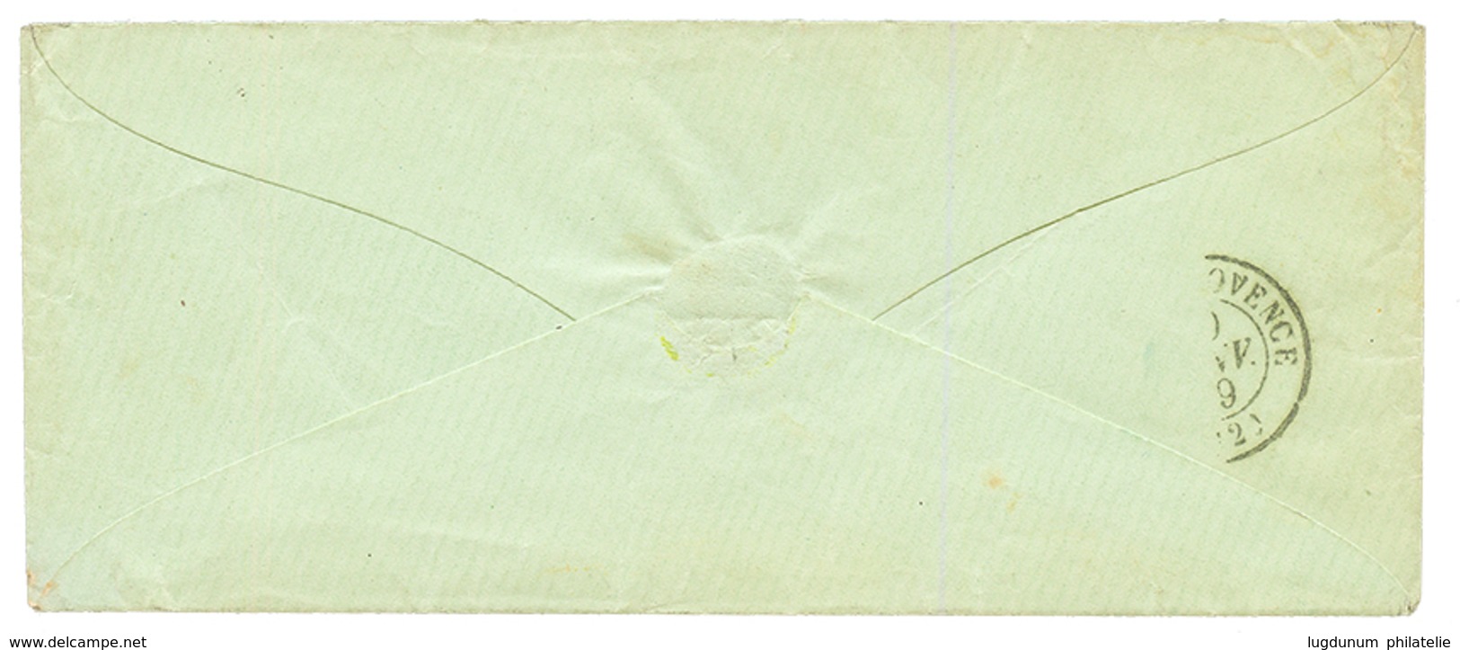 1859 20c(n°14) Obl. PC 1879 + T.15 MARIGNANE Sur Magnifique Enveloppe VALENTINE En Couleur . Superbe. - 1853-1860 Napoleon III