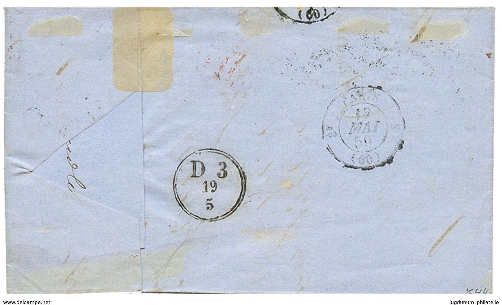 "80c Pour LUBECK" : 1859 80c(n°17) TTB Margé Sur Lettre De PARIS Pour LUBECK. Destination RARE. Superbe. - 1853-1860 Napoleone III