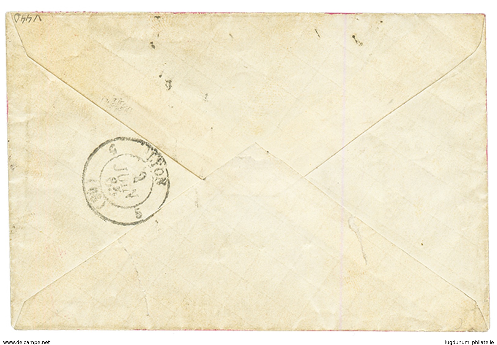 1865 5c(n°20)x2 Obl. GC 2145 Sur Magnifique Enveloppe Peinte Au Recto Montrant GUIGNOL (marionnette Françaises Créée à L - 1863-1870 Napoleon III Gelauwerd