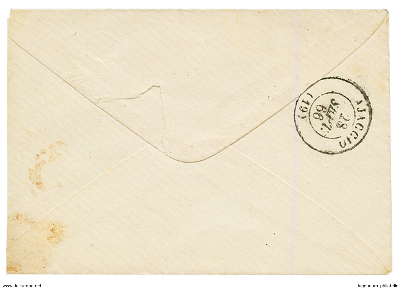 CORSE : 1866 20c(n°22) Obl. GC 4533 + T.22 PERO-CASEVECCHIE Sur Lettre Pour AJACCIO. RARE. TTB. - 1863-1870 Napoléon III Lauré