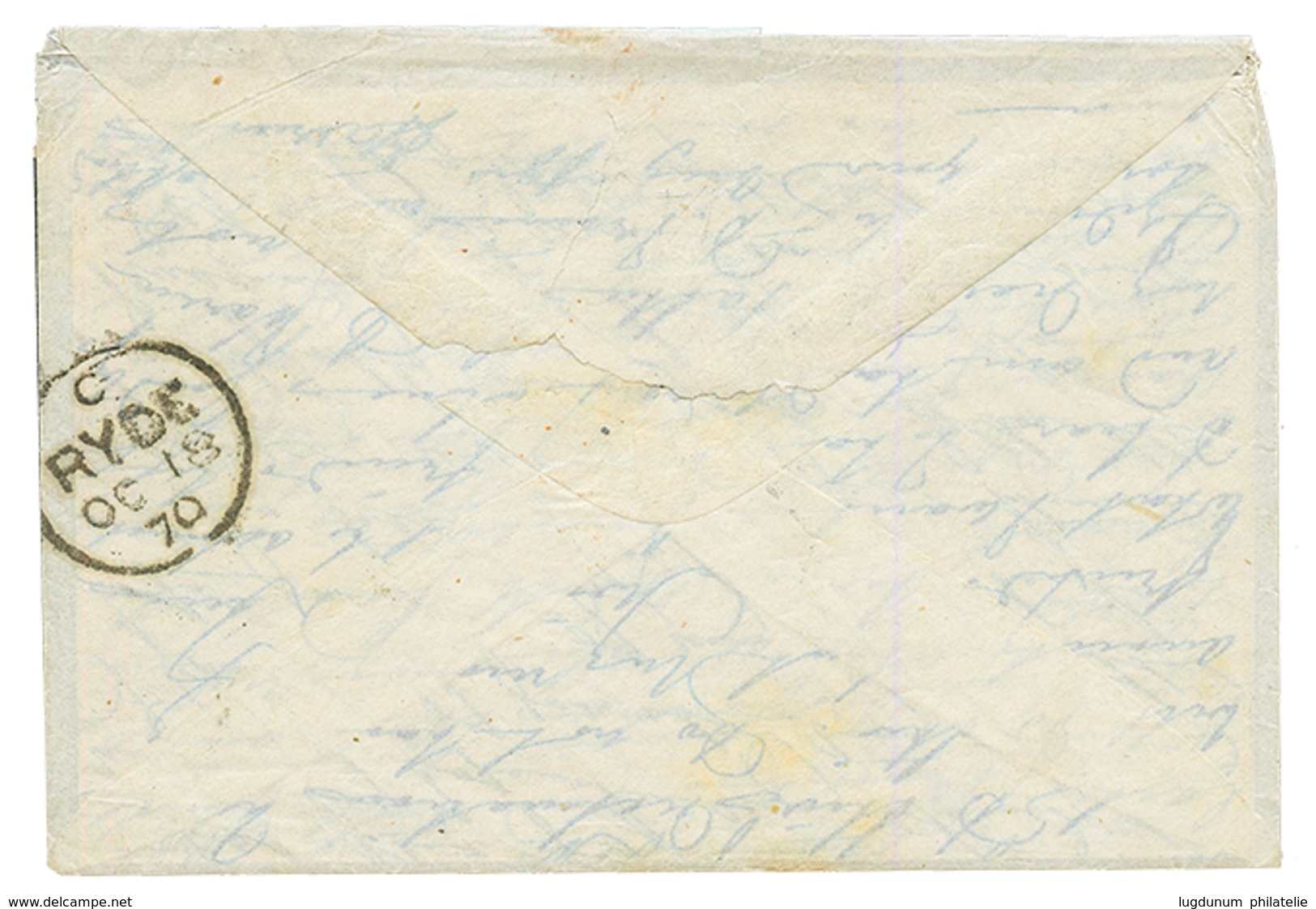 BALLON MONTE Pour L' ILE De WIGHT : 1870 30c(pd) + PARIS 24 Sept 70 Sur Enveloppe Avec Texte Pour L' ILE DE WIGHT. Verso - Oorlog 1870