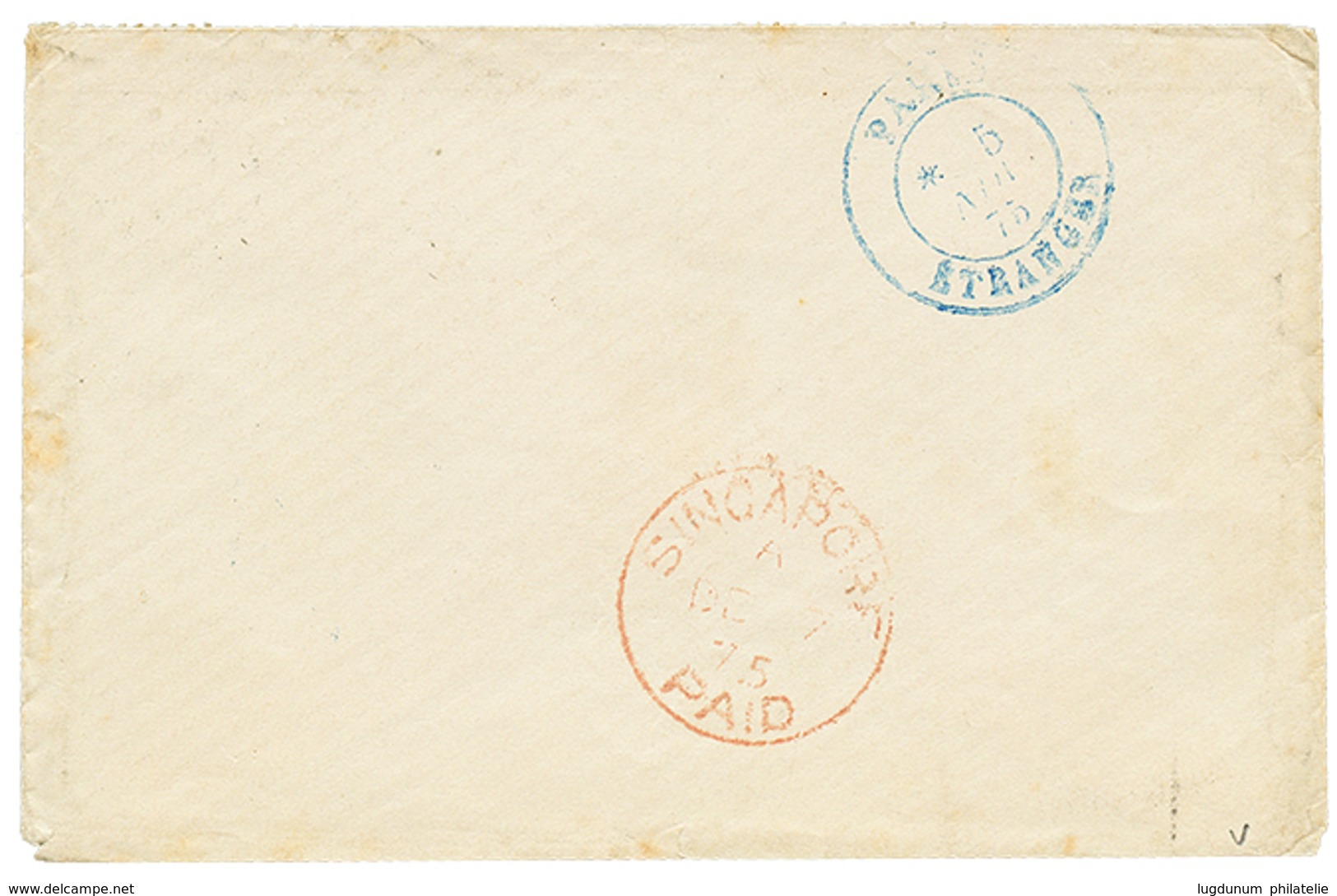 "Tarif PRE-UPU Pour Le SIAM" : 1875 25c CERES (x4) Obl. Ambulant EP2 + GARE DE COMPIEGNE Sur Enveloppe Pour BANGKOK (SIA - 1871-1875 Ceres