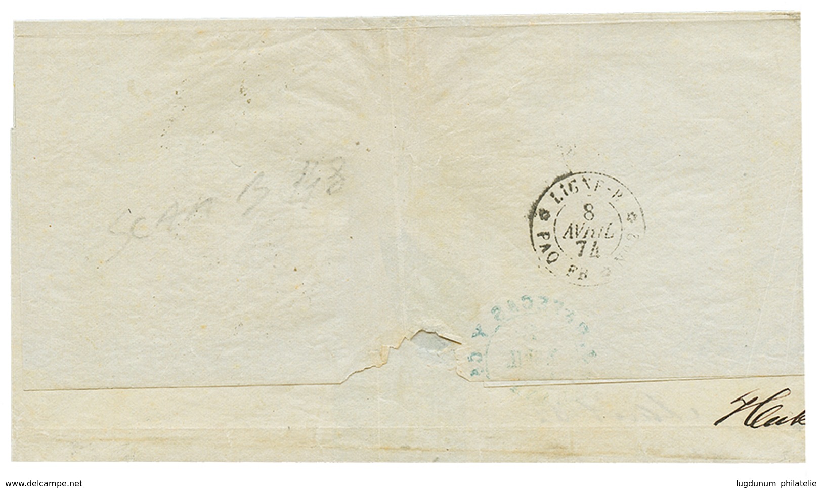 1874 40c SIEGE + 80c CERES Obl. ANCRE + LA HAVANE Sur Lettre Pour VERA-CRUZ(MEXIQUE). RARE. Superbe. - Maritieme Post