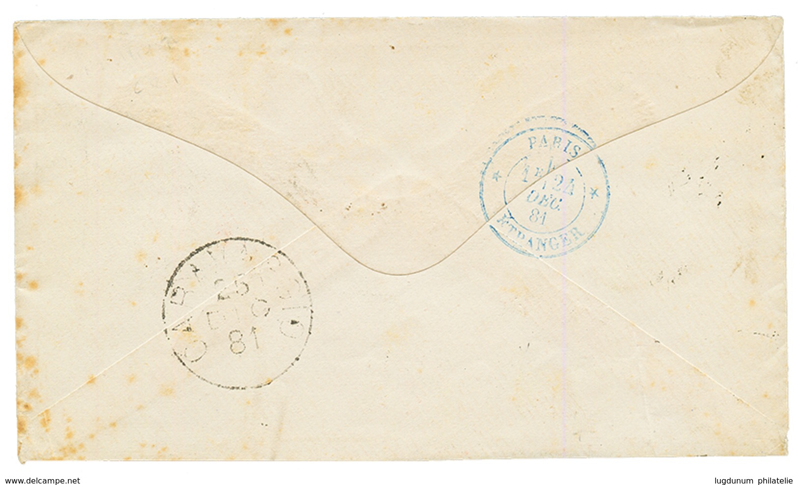1881 CHILI 2c + 5c(x2) Obl. COPIAPO + Cachet Rare PANAMA-UNION PAQ F. A N°1 Rouge, Pour L' ITALIE. TTB. - Correo Marítimo
