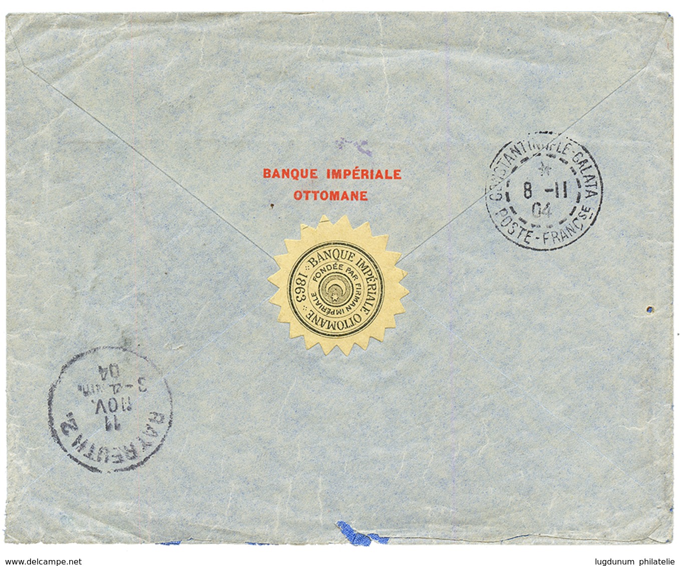 SAMSOUN : 1904 LEVANT 2P S/ 50c Obl. SAMSOUN TURQUIE Sur Enveloppe Pour BAYREUTH. Superbe. - Otros & Sin Clasificación