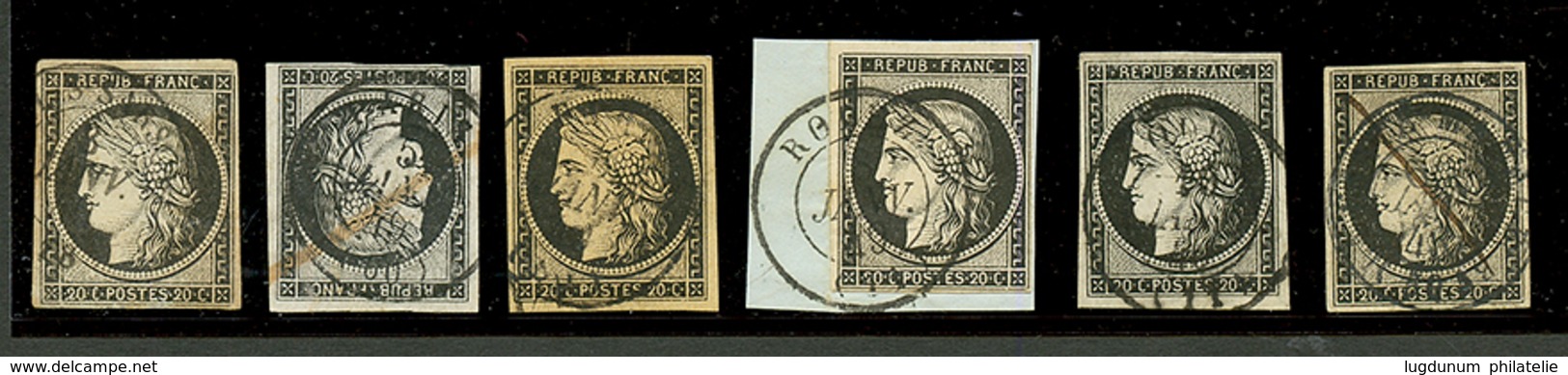 20c Noir (n°3) - Lot De 6 Timbres Avec Oblitérations Cachet à Date De Janvier 1849. TB. - Autres & Non Classés