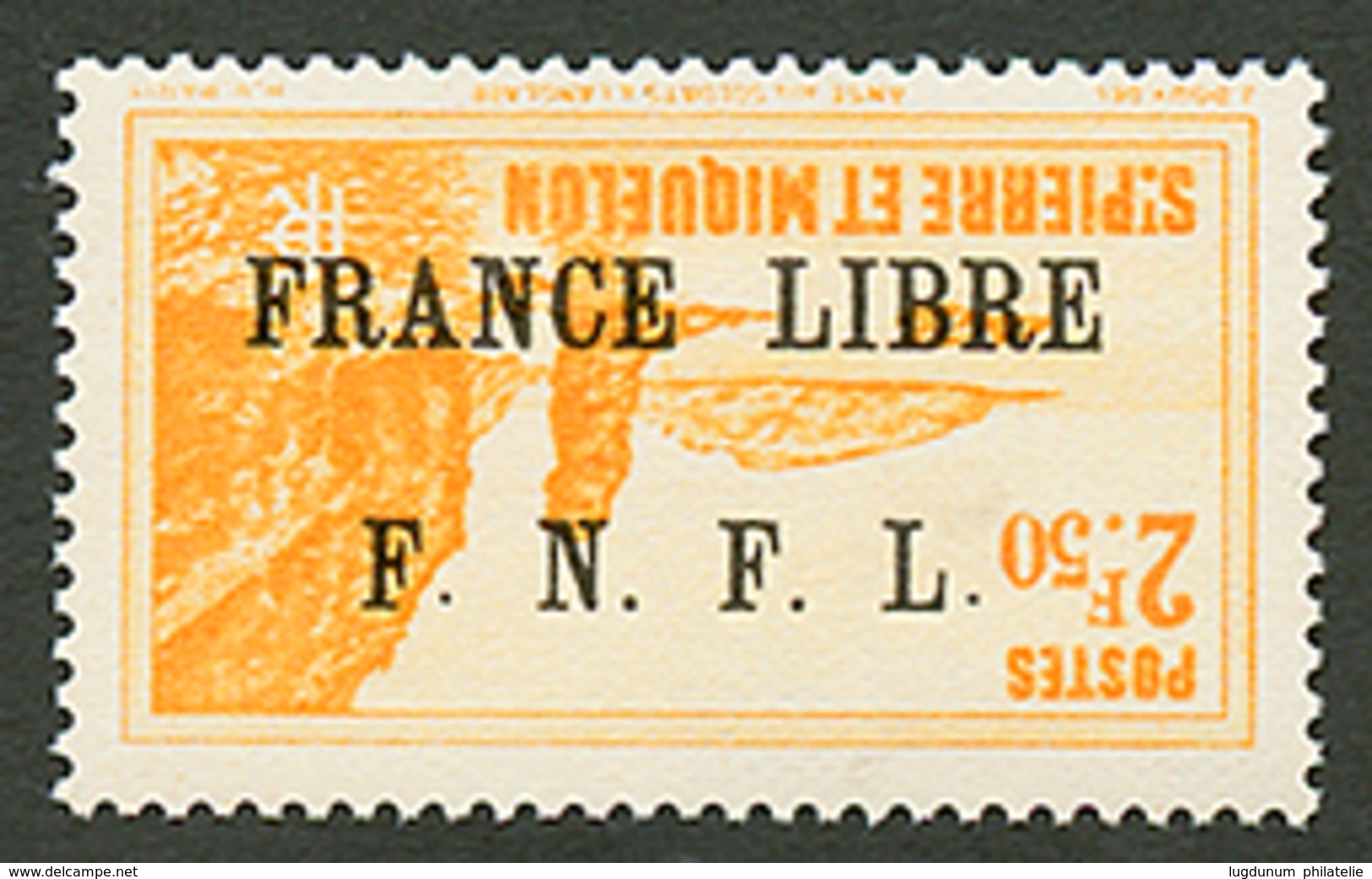 ST PIERRE ET MIQUELON : FRANCE LIBRE 2F50 Surcharge Renversée (n°270A) Neuf ** Sans Charnière Fraicheur Postale. Cote 16 - Andere & Zonder Classificatie