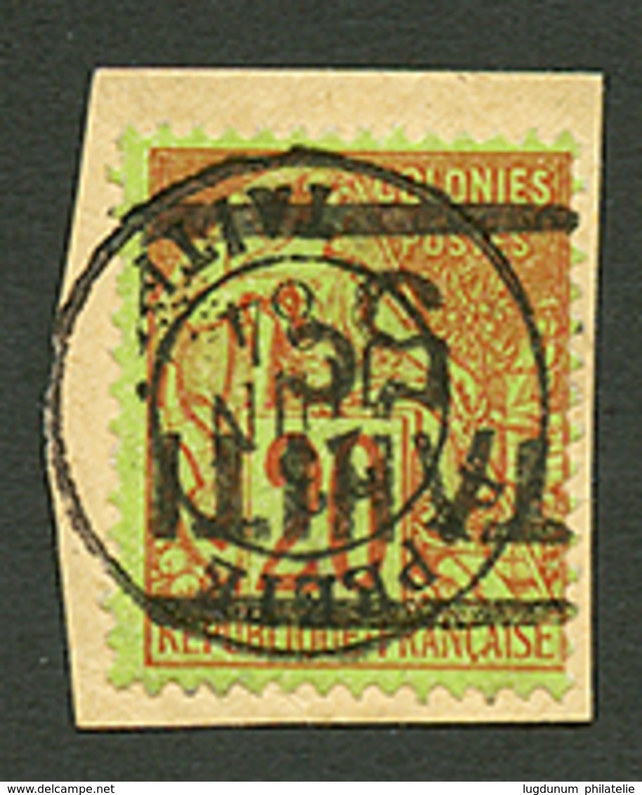 TAHITI : 5c S/ 20c (n°4) Surcharge RENVERSEE Obl. Sur Fragment. Signé SCHELLER. Superbe. - Autres & Non Classés