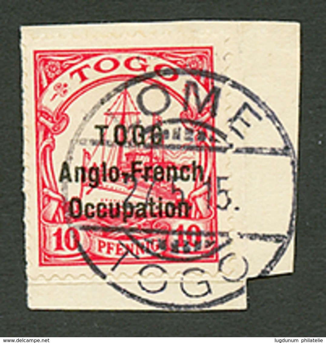 TOGO : Tirage De SANASANE MANGU 10pf (n°56) Obl. Sur Fragment. Cote 370€. Signé SCHELLER. Superbe. - Altri & Non Classificati