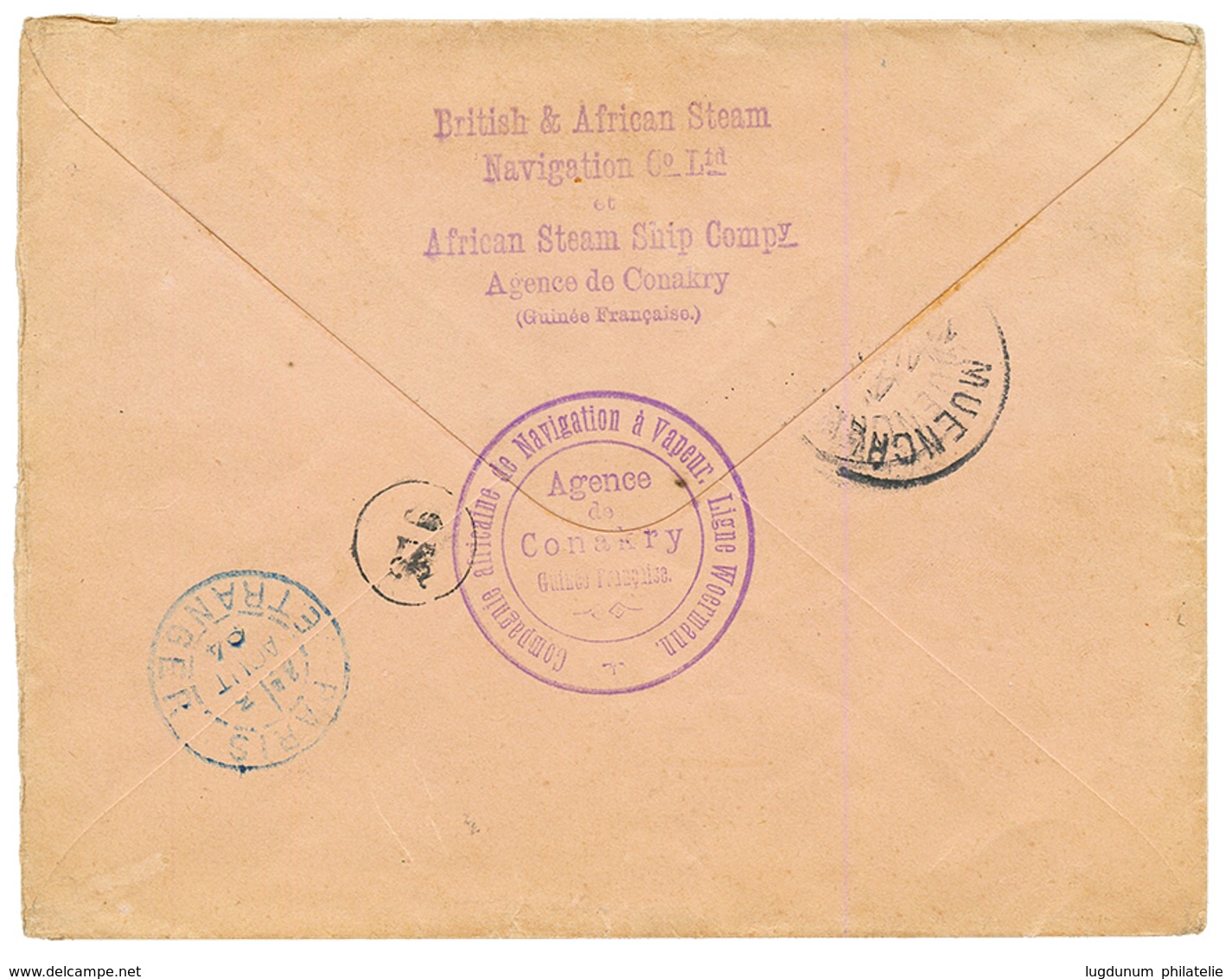 GUINEE -Cie NAVIGATION A VAPEUR / CONAKRY : 1894 Entier 25c + 5c+ 20c Obl. CONAKRY Pour MUNICH. Verso, Cachet Rare COMPA - Otros & Sin Clasificación