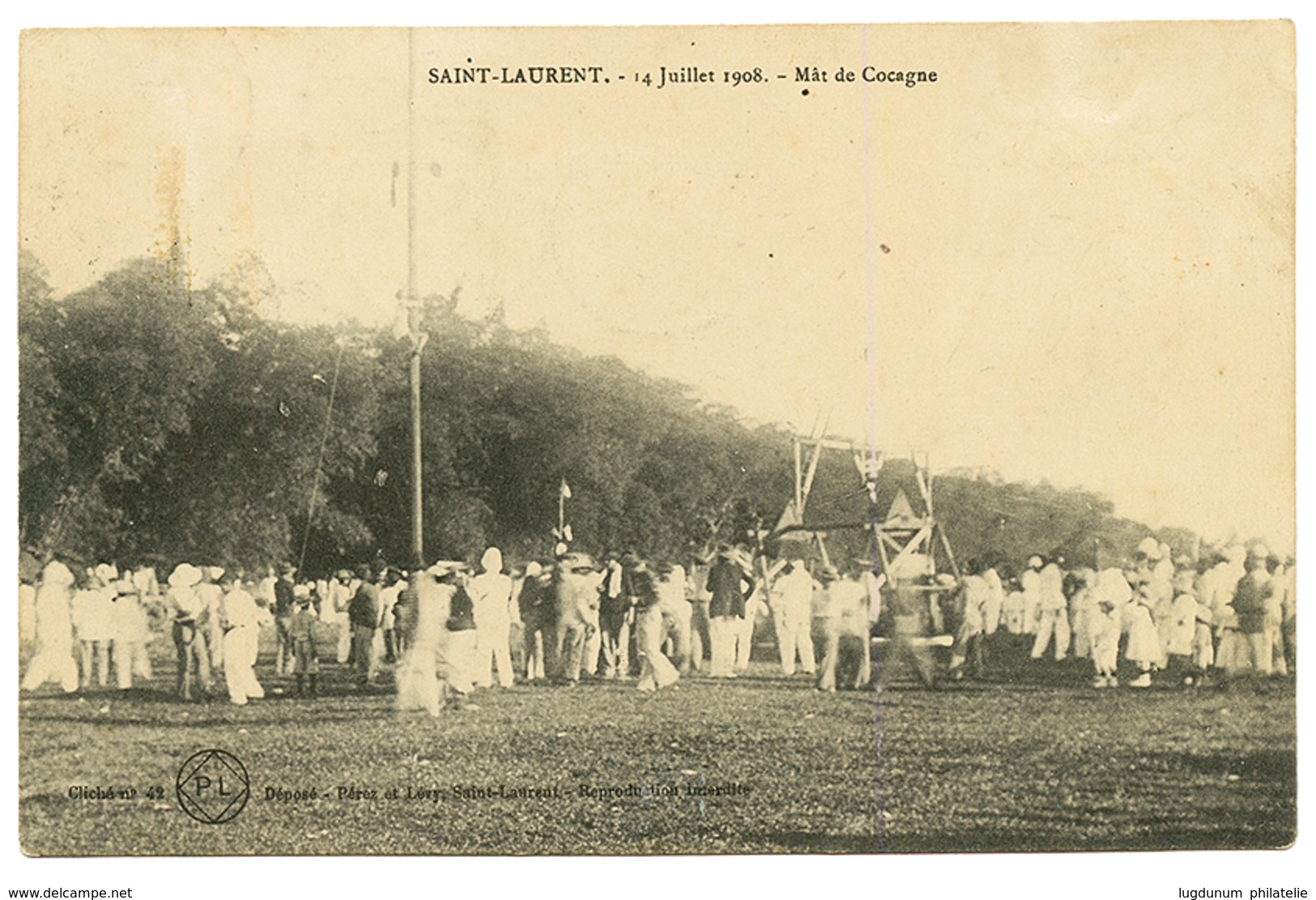 GUYANE : 1922 TAG 0,75 Noir Sur Rose (PA N°5) Léger Pelurage à Droite + 10c(x2) + 5c Obl. ST LAURENT DU MARONI Sur Carte - Autres & Non Classés