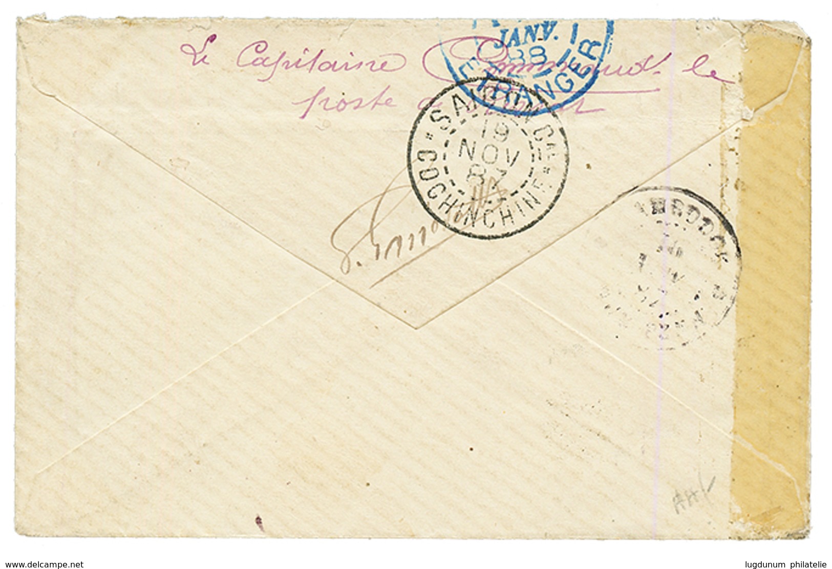 "1ère EXPEDITION DU CAMBODGE" : 1887 Cachet TELEGRAPHIQUE Rare PURSAT CAMBODGE Sur Enveloppe Du CORPS EXPEDITIONNAIRE DU - Autres & Non Classés