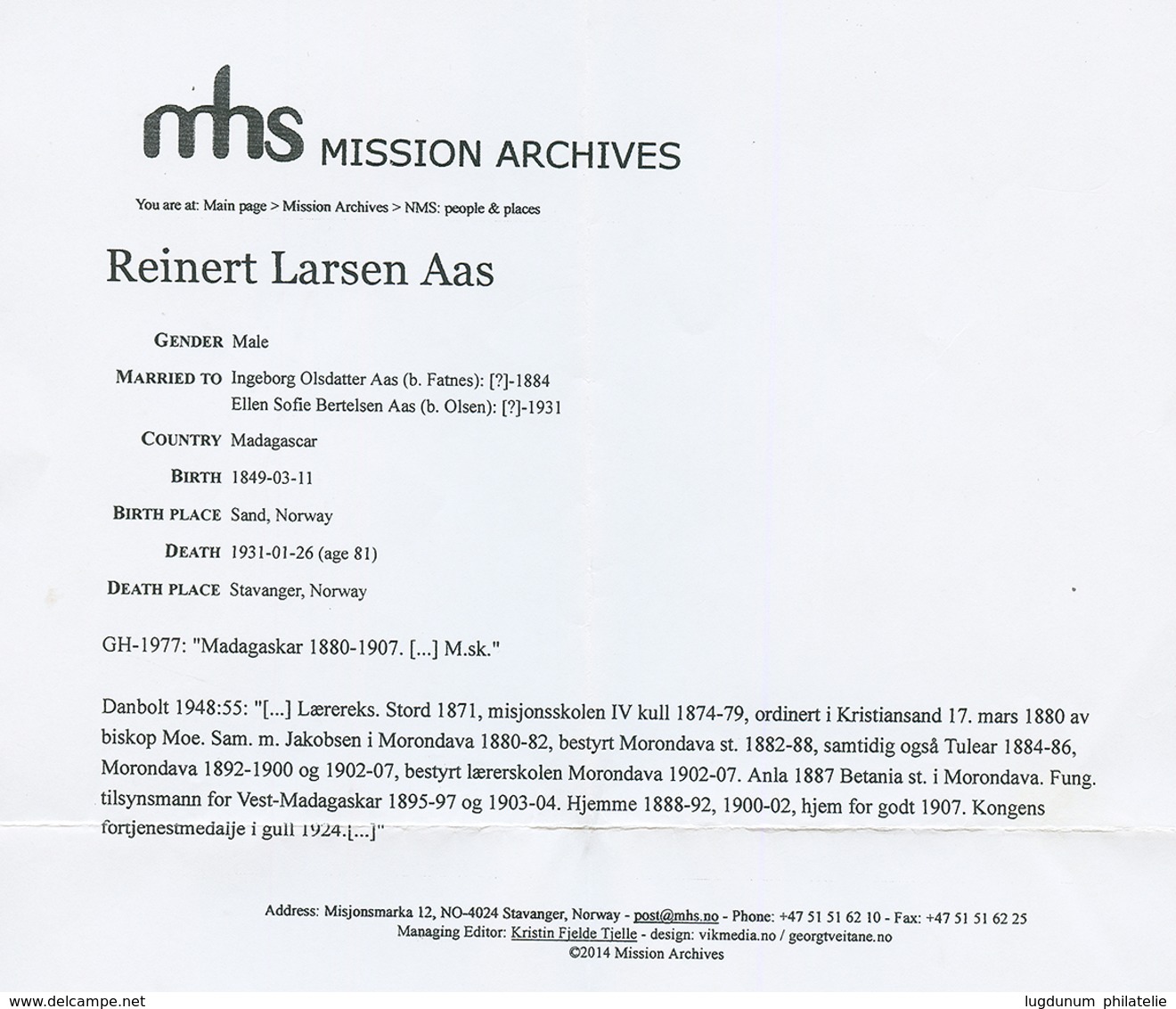 MISSIONNAIRE NORVEGIEN A MADAGASCAR : Lettre Adressée Au Missionnaire "REVERANT ASS" à BETHEL. Courrier Intérieur. Verso - Andere & Zonder Classificatie