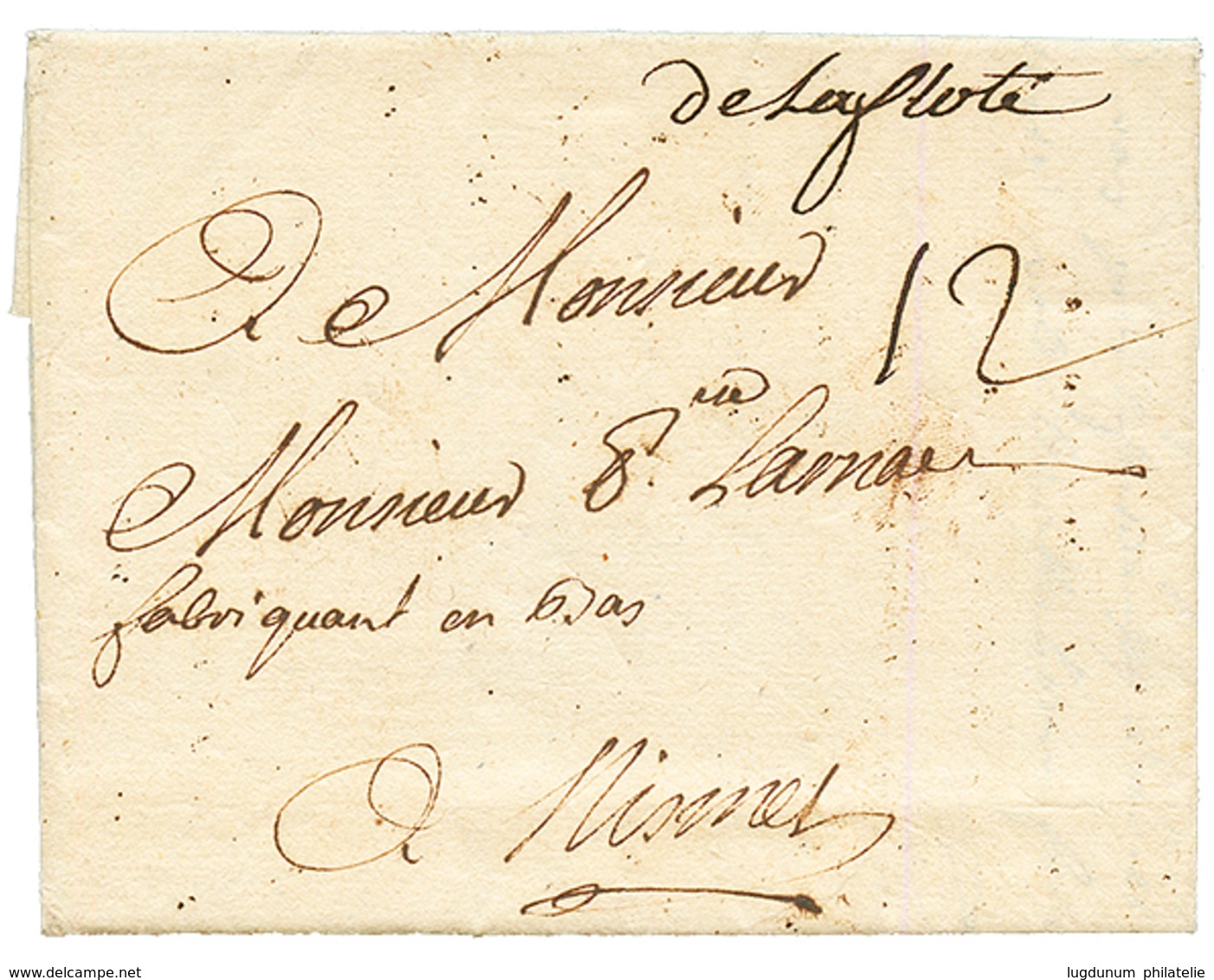 1749 "DE LA FLOTTE" Manuscrit Sur Lettre Avec Texte Daté "ST PIERRE" Pour NISMES. Superbe. - Andere & Zonder Classificatie