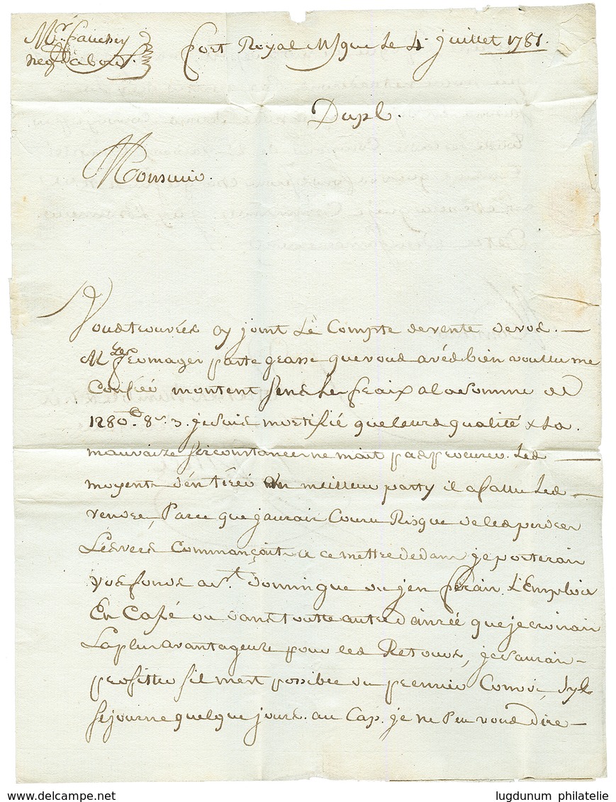 Blocus Pendant La GUERRE D' INDEPENDANCE Des ETATS-UNIS - Entrée Par L' ESPAGNE : 1781 CADIZ Rouge Sur Lettre Avec Texte - Andere & Zonder Classificatie