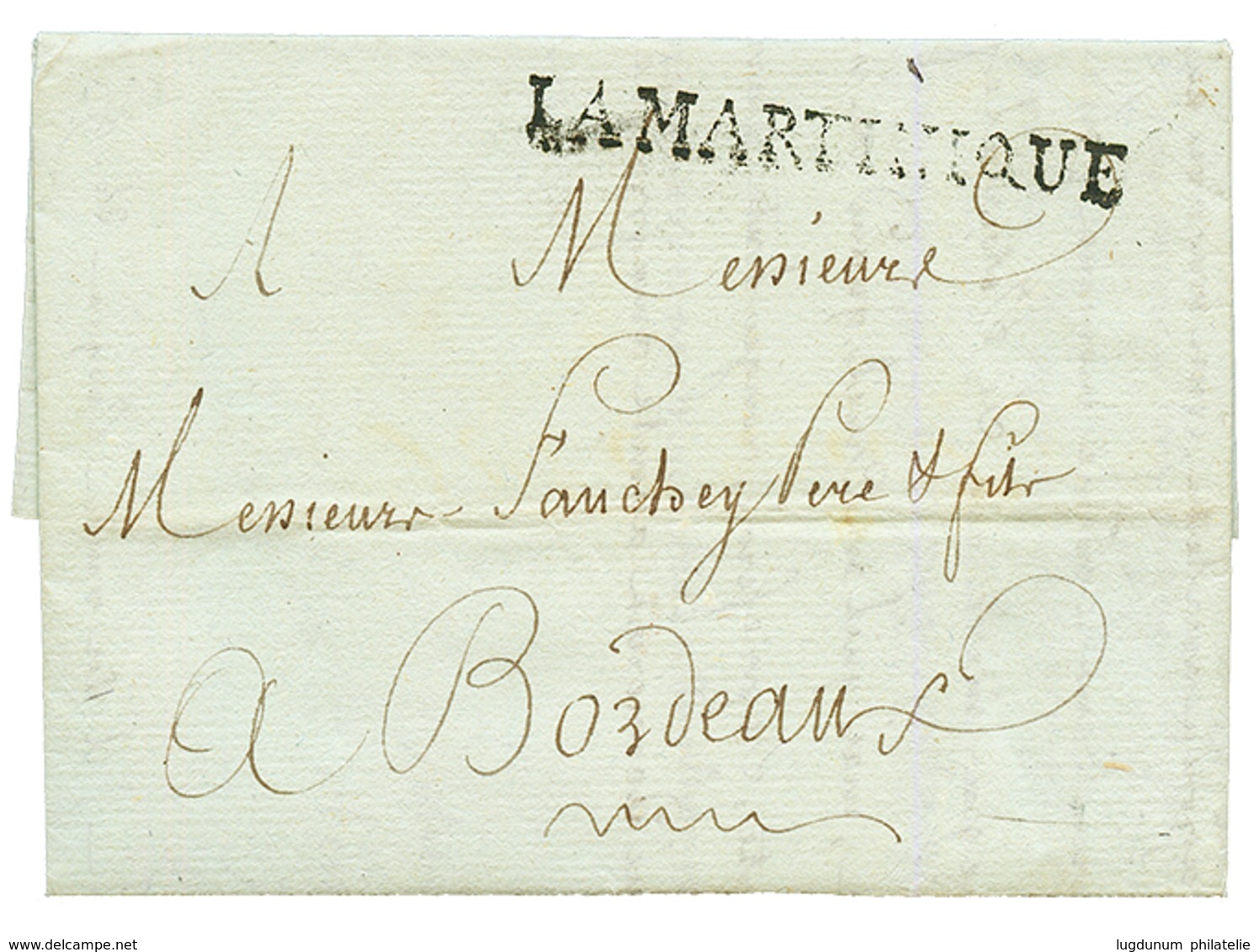 PAQUEBOT DU ROI : 1787 Cachet LA MARTINIQUE Sur Lettre Avec Texte De ST PIERRE Pour BORDEAUX. Verso, Taxe 20 En Rouge +  - Andere & Zonder Classificatie