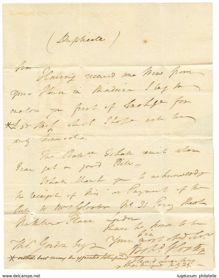 Seconde OCCUPATION ANGLAISE (1794 - 1802): 1759 MARTINIQUE (type Rare) Sur Lettre Avec Texte Daté "HEAD QUARTERS MARTINI - Andere & Zonder Classificatie