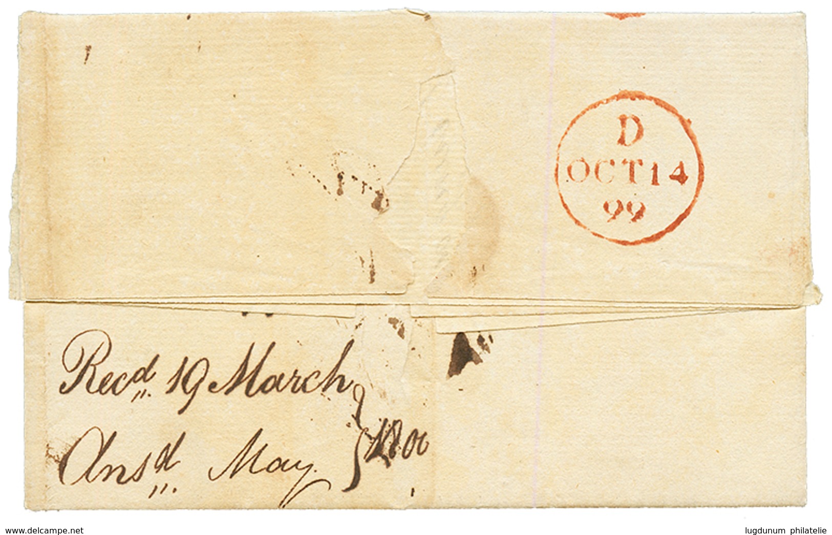 Seconde OCCUPATION ANGLAISE (1794 - 1802): 1799 LIVERPOOL/ SHIP LRE Sur Lettre Avec Texte Daté "ST PIERRE MQE" Pour LOND - Other & Unclassified