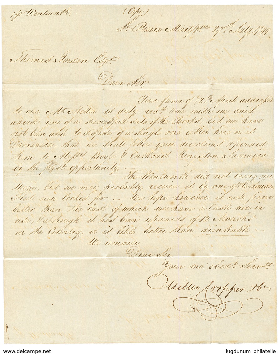 Seconde OCCUPATION ANGLAISE (1794 - 1802): 1799 LIVERPOOL/ SHIP LRE Sur Lettre Avec Texte Daté "ST PIERRE MQE" Pour LOND - Other & Unclassified