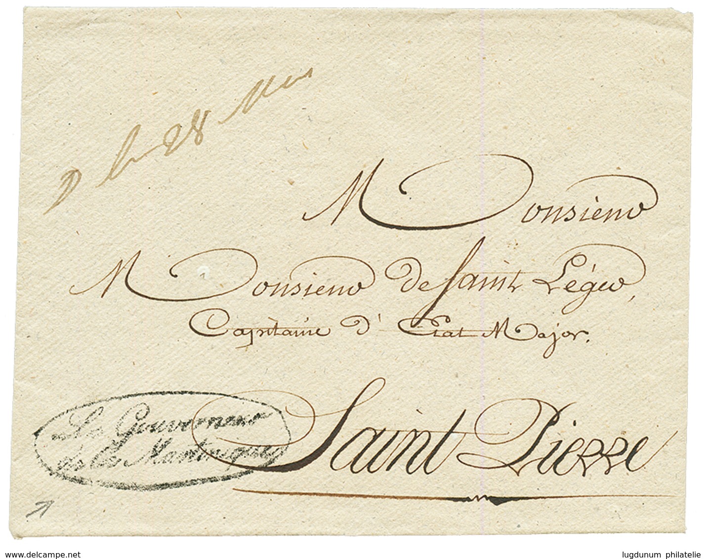 1831 Marque De Franchise LE GOUVERNEUR DE LA MARTINIQUE (JAMET N°9) Sur Enveloppe Avec Texte Daté "FORT ROYAL" Pour ST P - Andere & Zonder Classificatie