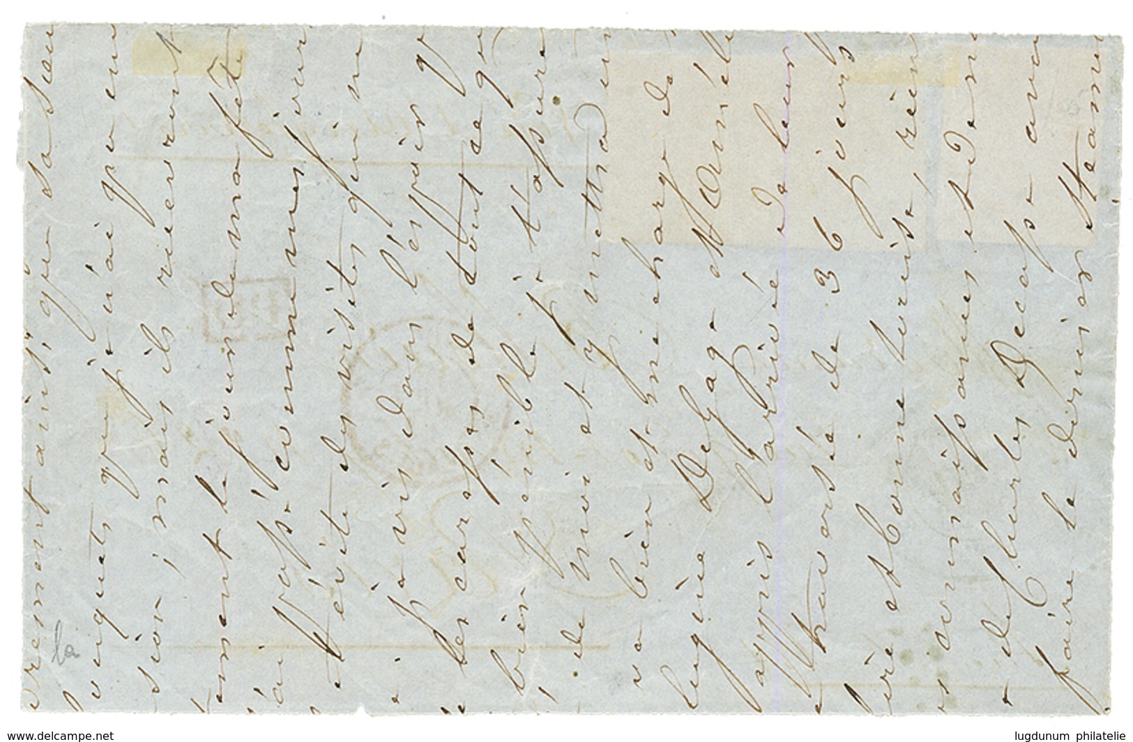 1853 FRANCE Superbe 1F CARMIN (n°6) + Paire 25c CERES (n°4) Obl. ROULEAU De GROS POINTS + ST PIERRE MARTINIQUE Sur DEVAN - Other & Unclassified