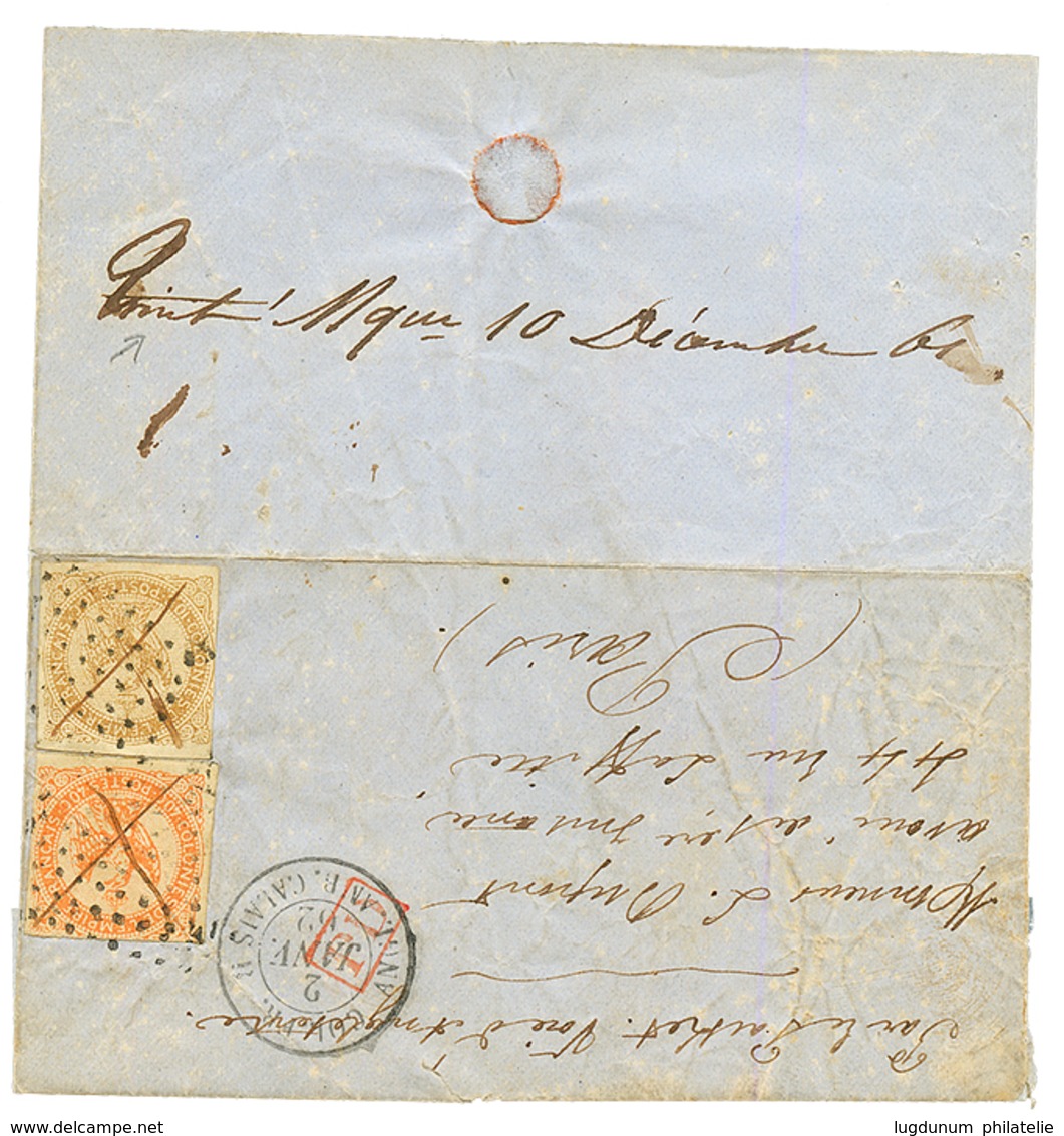 "Marque Manuscrite TRINITE" : 1861 AIGLE 10c + 40c Obl. Plume + Losange De Pts + Marque Manuscrite "TRINITE MQE 10 Decem - Autres & Non Classés