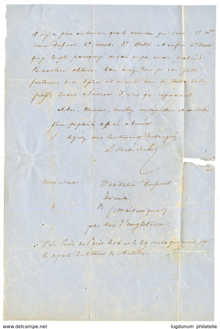 "Marque Manuscrite TRINITE" : 1861 AIGLE 10c + 40c Obl. Plume + Losange De Pts + Marque Manuscrite "TRINITE MQE 10 Decem - Other & Unclassified
