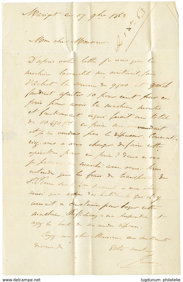 1863 Marque Manuscrite "MARIGOT 18 9bre 1863 Sur Lettre Avec Texte De MARIGOT Pour TRINITE. Superbe. - Andere & Zonder Classificatie