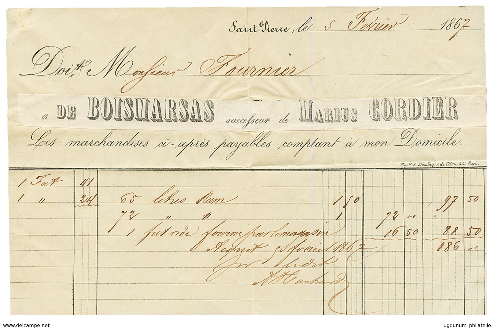 1867 Bande De 4 Du 5c AIGLE (pd) Obl. MQE + MARTINIQUE ST PIERRE Sur Env. Avec Texte Pour Le Vaisseau "L' ARDECHE" à FOR - Andere & Zonder Classificatie