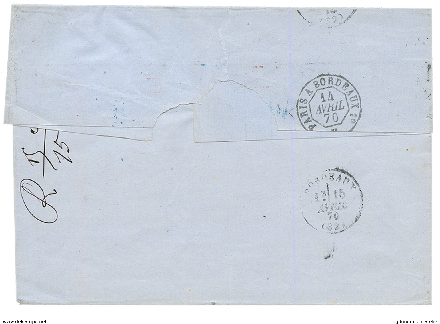 MARTINIQUE : 1870 AIGLE 20c+ 40c + 80c(pd) Sur Lettre De ST PIERRE Pour BORDEAUX. Double Port. TB. - Other & Unclassified