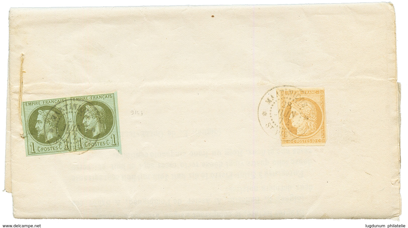 Affrt à 12c : 1872 CG Paire 1c EMPIRE + 10c CERES Obl. MARTINIQUE ST PIERRE Sur IMPRIME Complet De 20 Pages "USINE DE LA - Andere & Zonder Classificatie