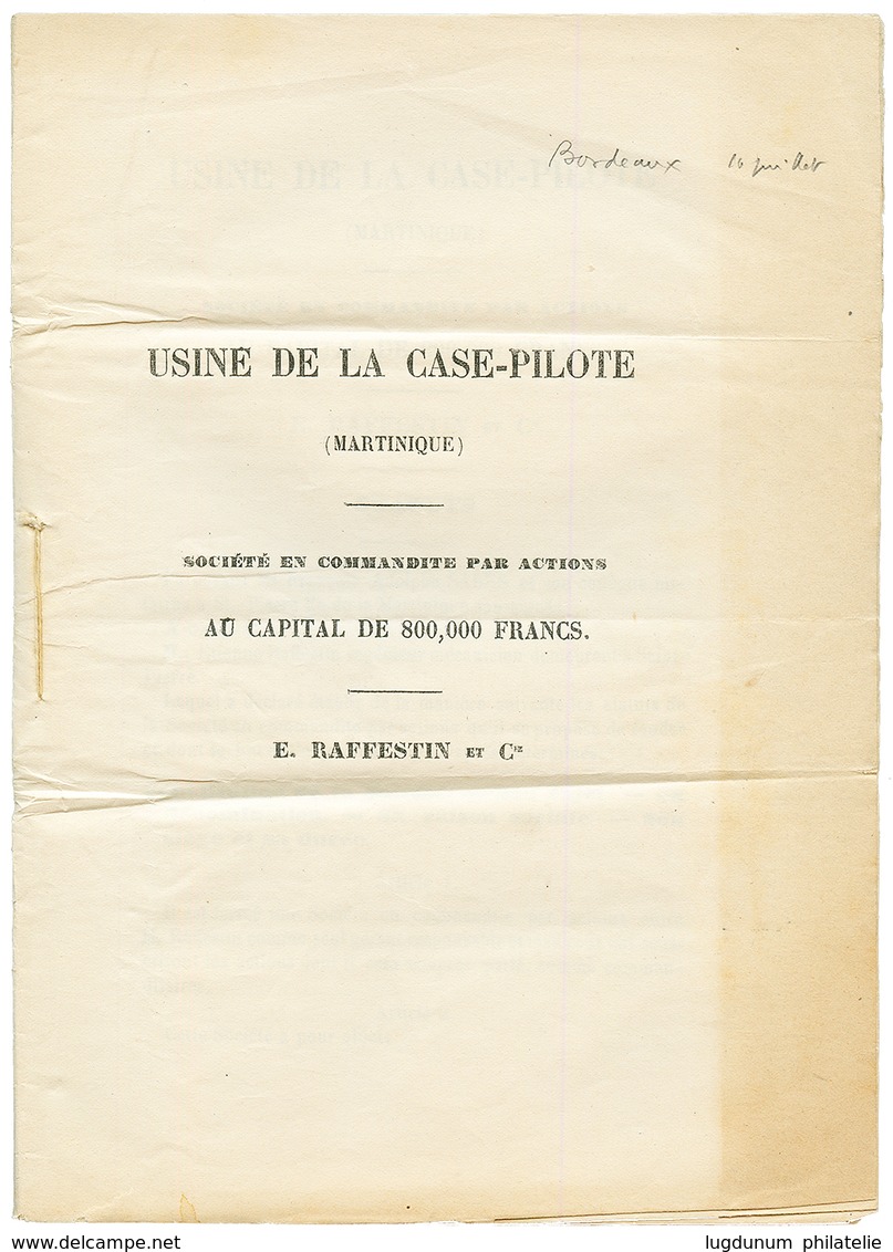 Affrt à 12c : 1872 CG Paire 1c EMPIRE + 10c CERES Obl. MARTINIQUE ST PIERRE Sur IMPRIME Complet De 20 Pages "USINE DE LA - Andere & Zonder Classificatie